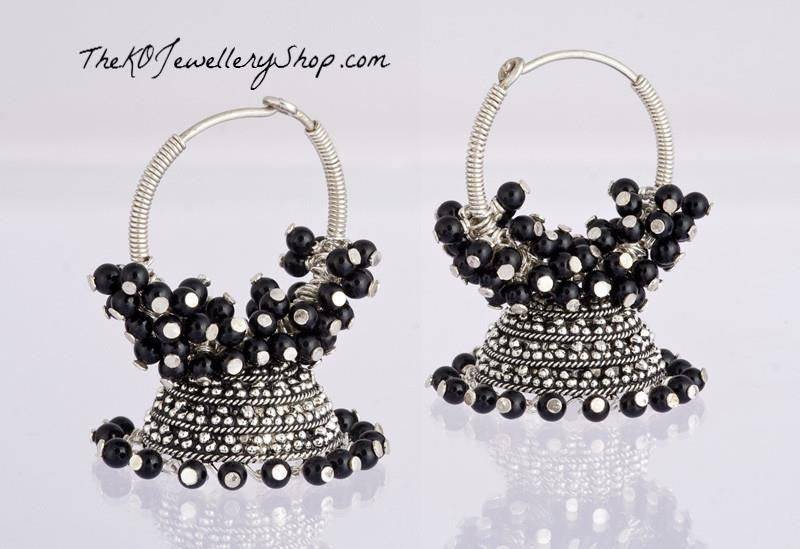 MADDY SPACE Casual Bali Earrings--Kundan Bali ( Black )